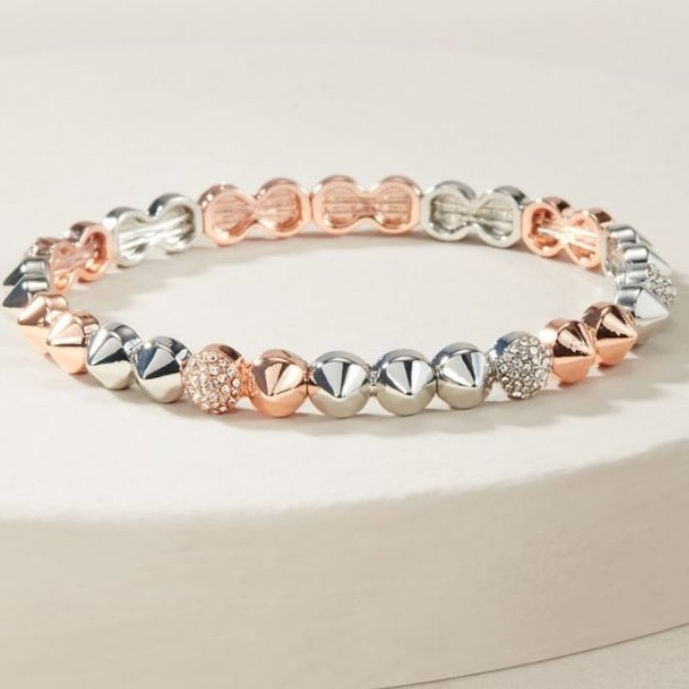 Stella and Dot Renegade Stacking Stretch Bracelet - Rose Gold/Silver